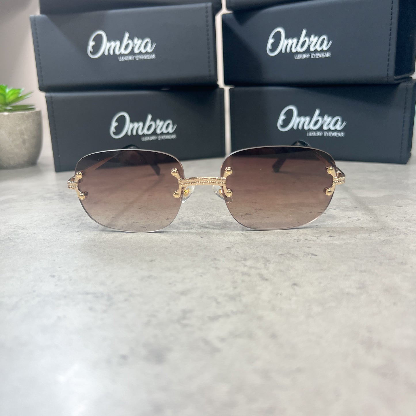 Ombra Rimless Sunglasses Brown