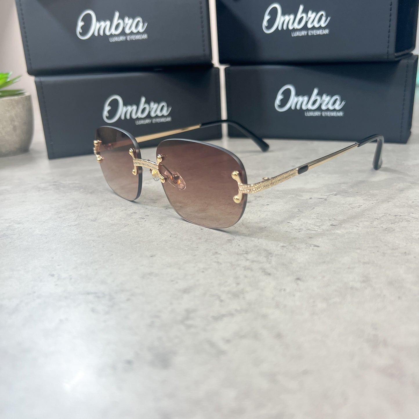 Ombra Rimless Sunglasses Brown